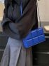 Mini Geometric Embossed Square Bag Blue With Adjustable Strap