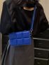 Mini Geometric Embossed Square Bag Blue With Adjustable Strap