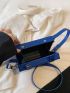 Mini Geometric Embossed Square Bag Blue With Adjustable Strap