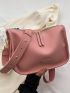 Litchi Embossed Hobo Bag Fashion Pink With Zipper