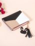 Colorblock Tassel & Cartoon Decor Small Wallet