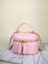 Mini Quilted Pattern Chain Bucket Bag Fashion Pink