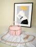 Mini Quilted Pattern Chain Bucket Bag Fashion Pink