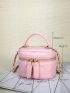 Mini Quilted Pattern Chain Bucket Bag Fashion Pink