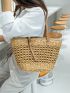 Hollow Out Design Straw Bag Vacation Double Handle