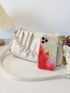 Medium Ruched Bag Pearl & Twilly Scarf Decor PU