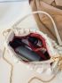 Medium Ruched Bag Pearl & Twilly Scarf Decor PU