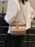 Small Straw Bag Colorblock Striped Pattern