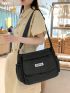 Letter Patch Decor Messenger Bag Medium Flap