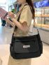 Letter Patch Decor Messenger Bag Medium Flap