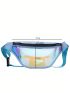 Front Waist Pack Holographic PVC Colorful Waterproof Chest Bag For Sports, Clear Bag