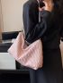 Large Capacity Ruched Bag Solid Color Fashion Style