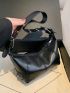 Medium Hobo Bag Stitch Detail Minimalist Black