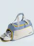 Letter Graphic Travel Bag With Shoes Compartment Colorblock