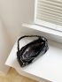 Medium Baguette Bag Chain & Heart Decor Ruched Detail