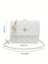 Mini Flap Square Bag Quilted Pattern Metal Decor