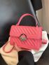 Small Square Bag Solid Color Flap Top Handle