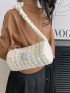 Letter Patch Bucket Bag Beige Fashionable For Daily