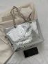Snakeskin Print Shoulder Tote Bag Silver Chain Strap