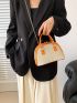 Small Straw Bag Beige Double Handle For Vacation