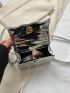 Mini Square Bag Scallop Trim Metallic PU Funky Flap