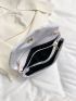 Crocodile Embossed Square Bag Flap PU White