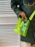 Mini Square Bag PVC Neon Green, Clear Bag