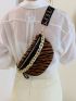 Zebra Striped Pattern Fanny Pack Chain Decor Polyester