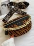 Zebra Striped Pattern Fanny Pack Chain Decor Polyester