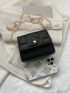 Mini Square Bag Embossed Detail Flap PU