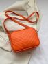 PU Square Bag Chevron Pattern Butterfly Decor Zipper