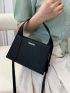 PU Square Bag Letter Graphic Black Top Handle