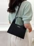 PU Square Bag Letter Graphic Black Top Handle
