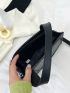 PU Square Bag Letter Graphic Black Top Handle