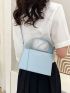 PU Square Bag Letter Graphic Top Handle Blue