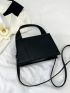 PU Square Bag Letter Graphic Black Top Handle