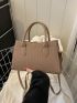 Crocodile Embossed Square Bag PU Double Handle