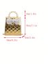 Mini Square Bag Quilted Faux Pearl & Bow Decor Metallic PU Funky