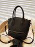 Litchi Embossed Bucket Bag PU Black