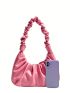 Plain Ruched Bag PU Minimalist Style