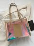 PVC Square Bag Holographic Contrast Binding, Clear Bag