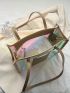 PVC Square Bag Holographic Contrast Binding, Clear Bag