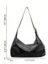 Plaid Embossed Pu Hobo Bag Large Capacity With Zipper