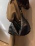 Plaid Embossed Pu Hobo Bag Large Capacity With Zipper
