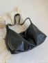 Plaid Embossed Pu Hobo Bag Large Capacity With Zipper