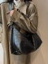 Plaid Embossed Pu Hobo Bag Large Capacity With Zipper