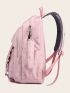 Geometric Pattern Classic Backpack With Coin Purse Pink