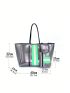 Striped Print Shoulder Tote Bag Fashion With Coin Purse