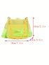 Minimalist Square Bag Mini Chain Decor Neon Yellow Funky, Clear Bag