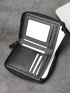 Fashion Retro Minimalism Men PU Letter Graphic Zip Around Wallet